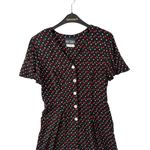 Vintage Ms Choice Womens 10 Romper Jumpsuit 90s Floral Black Red Short Sleeve US Photo 2