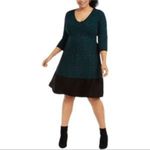 Taylor Woman's Sz 2X Green and Black Leopard Printed Knit Sweater Dress Fall Photo 1