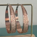 Set of 3 Oversized Gold Butterflies Rose Gold Tricolor Hoop Earrings Set Photo 2