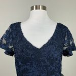 JS Collections  Lace Short Sleeve Midi Sheath Cocktail Dress Navy Blue Size 6 Photo 6