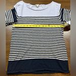 J.Crew Size M Knit Blue White Engineered Stripe Nautical Round Neck Blouse Photo 2