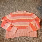 LC Lauren Conrad LC Lauren Conrad XL Striped Knit Sweater Womens Pink Orange Balloon Sleeve Photo 4