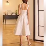 Rihoas White Sweetheart Neck Jacquard Midi Dress Size M Photo 5