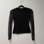 ZARA Black Top with Mesh Sleeves Photo 0