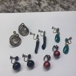 Lot Of 5 Costume Earrings Vintage Clip On Screw On Dangle Drop Some Beaded Photo 2