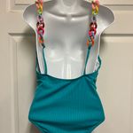 Love & Other Things Blue Ribbed Chain One Piece Swimsuit Photo 8