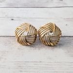 Vintage Earrings for Pierced Ears Five Sided Gold Tone Statement Photo 0