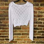 Francesca's Blue Rain Lilac Belle Keyhole Crochet Crop Cardigan Sweater Medium Photo 6