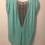Lovemarks lightweight Mint Green Floral back top M gauzy light sheer spring Photo 4