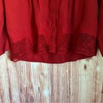 Zac and Rachel  Red Embroidered Hem Convertible Sleeve Blouse Photo 4