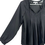 Heartloom  size medium black long sleeve blouse top shirt lace‎ detail tie neck Photo 2
