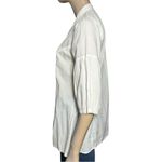 Retro Women’s Size M White Cotton Placket Henley Pocket Front Tunic Shirt Size M Photo 3