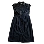 Banana Republic  Shirt Dress Tie Belt Black Size 12 Tall Stretch Pockets Photo 8