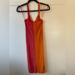 ZARA Colorblock Midi Orange & Pink Halter Dress Size Small Photo 11