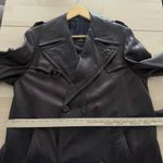 Vintage Cortefiel Leather Trench Coat Womens Brown XL Double Breasted Belted Photo 13