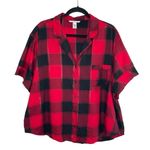 Victoria's Secret ❄️3/$20 VICTORIA’S SECRET Buffalo Plaid Short-Sleeve Flannel Button Down, XXL Photo 2