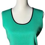 Ming Wang  Green with Black Beaded Trim Round Neck Sleeveless Knit Top Sz Small Photo 1