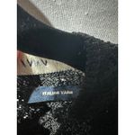 Zara Knit Black Italian Yarn Crochet Long Sleeve Top Ruffle Detail‎ M Size M Photo 5