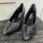 Stuart Weitzman Black & Silver Print Point Toe Pump Kitten Heel Shoes
7.5 Photo 1