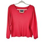 Anthropologie Waffle Top Coral Watermelon V-Neck Dolman Sleeve Shirt Blouse Sz S Photo 0