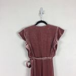 MISA Los Angeles  Carolina Pink Crushed Velvet Ruffle Wrap Maxi Dress Small Photo 13