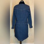 Eddie Bauer women’s Denim Snap Front Dress W/Black Velvet Collar|Size:PETITE 10 Photo 3