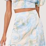 Nasty Gal 🆕 2 piece satin floral crop top & mini skirt set blue floral s… Photo 3
