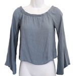Lulu’s‎ powder blue over shoulder flare sleeve top Photo 0