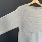 J.Jill Petite M Gray Knit Cotton Tunic Sweater Top boat neck style long sleeved Photo 1