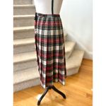 Vintage Red Green White Plaid Tartan Pleated Fringe Knee Length Kilt Photo 1