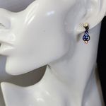 Silver Gunmetal Royal Blue Pendant Necklace and Earrings Set Photo 8