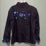 Vintage Embroidered Jean Jacket with Floral Design Purple Size M Photo 4