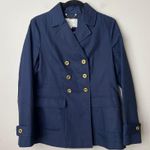 Banana Republic  Navy‎ Cotton Canvas Pea Coat Jacket Size Small Gold Buttons Photo 0