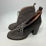 Seychelles ‎ Anthropologie Brand gray suede leather heel lace up booties size 9.5 Photo 4