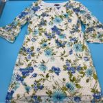 R&K Sheath Lace Floral 3/4 Bell Sleeve Top Size 18 Blue Photo 2