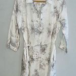 MALVIN Linen Floral Print Shirt Dress sz M White Photo 0