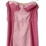 Urban Outfitters  Pink Gingham‎ Eyelet Sides Shoulder Tie Mini Dress Size Large Photo 0