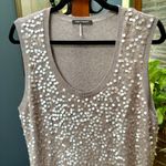 Luisa Cerano y2K Luxe Knit Cashmere Mini Sweater Dress with Sequins size 16 Gold Photo 3