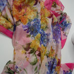 Pink Floral Scarf‎ Art to Wear Artsy Flowers Gardening Gift Feminine Wrap Twee * Photo 4