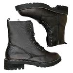 Very G  Conquest Ankle Boots Black Snakeskin Block Heel Lace Up Women’s Size 11 Photo 4