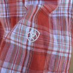 Ariat Orange Silver Plaid Pearl Snap Western Button Shirt Women's Size Medium Photo 4