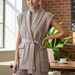 En Saison Nell Knit Cardigan Vest with Tie Size Small NWT Gray Photo 0