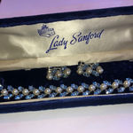 E. Bastheim Company E.B. Signed Vintage Silver Tone Blue CZ Faux Pearl Set Photo 1