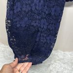 Olivia Matthews Blue Sheath Dress with Bell Sleeves and Lace Photo 3