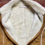 VINTAGE WESTERN VEGAN SUEDE FAUX FUR LINED SHEARLING JACKET Tan Size M Photo 4