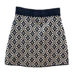 Maje Jolie Navy/Beige Jacquard Knit Geometric Print Mini Skirt Size 34 Photo 3