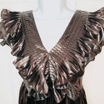 Entro Red Dress  Glean On Silver Ash Ruffle Yoke Mini Dress Metallic Silver M J Photo 3