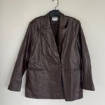 FRNCH  Paris Oversized Faux Leather Chocolate Brown Blazer Size Small Photo 1
