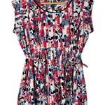 Motherhood Maternity  Red & Blue Printed Short Sleeve Blouse S Photo 0