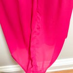 Vintage hot pink fuchsia barbiecore coquette v neck dress ruffle sleeve small Photo 9